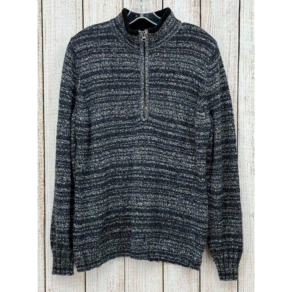 Vintage Woolrich Womens Sweater Sz XL Charcoal Heather 1/4 Zip Ramie Wool Knit